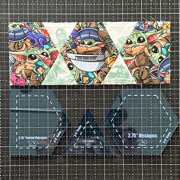 English Paper Piecing Set of 3 - "Nom Nom" Style - Blue - Acrylic Template