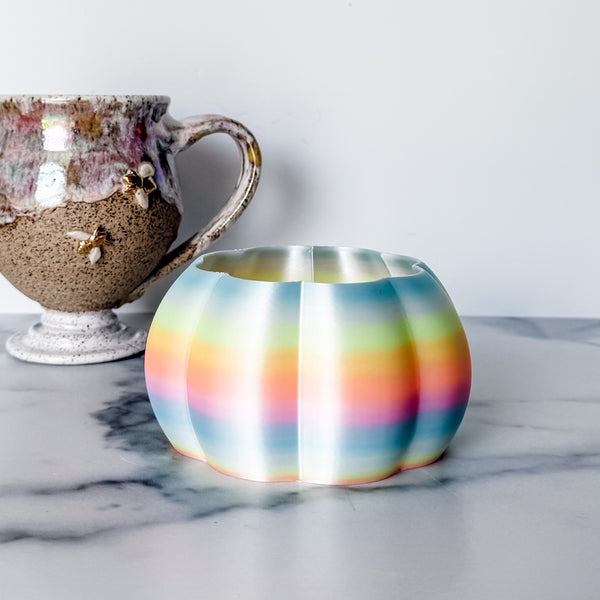 Medium Pumpkin Craft Bowl - Dewey Rainbow - Designed by Newt!