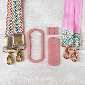 Open Center ROUNDED Fancy Straps - Size 1.5" - LIMITED COLOR - Iridescent Pink - Set of 3 - Acrylic Template