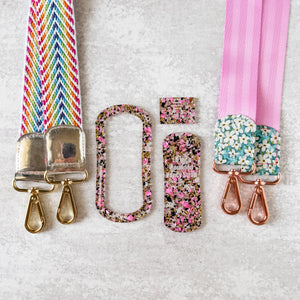 Open Center ROUNDED Fancy Straps - Size 1.5" - LIMITED COLOR - Black Pink Gold - Set of 3 - Acrylic Template