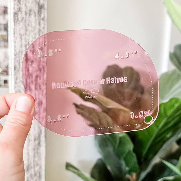 1-2-3-4 HALVES Inch Rounded Corners  - Pink -  Acrylic Template