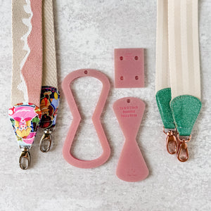 Open Center ROUNDED Fancy Straps - Size 1.5" Webbing To 1/2" Hook - LIMITED COLOR - Iridescent Pink - Set of 3 - Acrylic Template