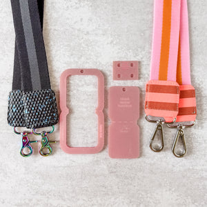 Open Center SQUARED Fancy Straps - Size 1.5" - LIMITED COLOR - Iridescent Pink - Set of 3 - Acrylic Template