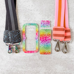 Open Center SQUARED Fancy Straps - Size 1.5" - LIMITED COLOR - Rainbow Leopard - Set of 3 - Acrylic Template