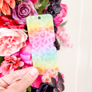 Open Center SQUARED Fancy Straps - Size 1.5" - LIMITED COLOR - Rainbow Leopard - Set of 3 - Acrylic Template