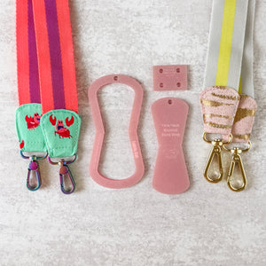 Open Center ROUNDED Fancy Straps - Size 1.5" Webbing To 1" Hook - LIMITED COLOR - Iridescent Pink - Set of 3 - Acrylic Template