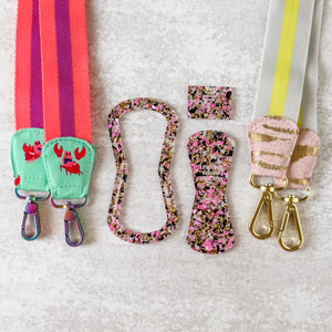 Open Center ROUNDED Fancy Straps - Size 1.5" Webbing To 1" Hook - LIMITED COLOR - Black Pink Gold - Set of 3 - Acrylic Template