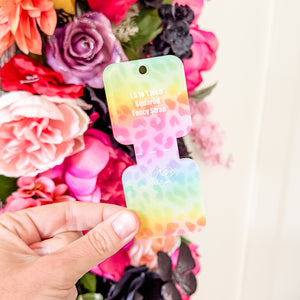 Open Center SQUARED Fancy Straps - Size 1.5" Webbing To 1" Hook - LIMITED COLOR - Rainbow Leopard - Set of 3 - Acrylic Template