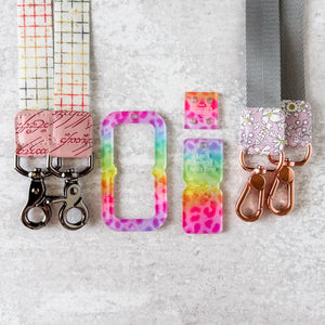 Open Center SQUARED Fancy Straps - Size 1" - LIMITED COLOR - Rainbow Leopard - Set of 3 - Acrylic Template