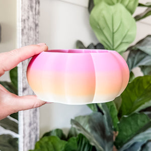 Large Pumpkin Craft Bowl - Matte Rainbow - Orange and Pink - Designed by Newt!