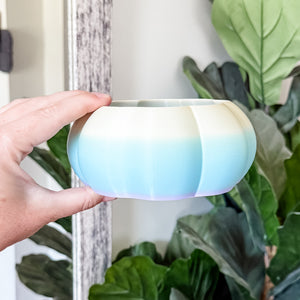 Large Pumpkin Craft Bowl - Matte Rainbow - Blue and Green - Designed by Newt!