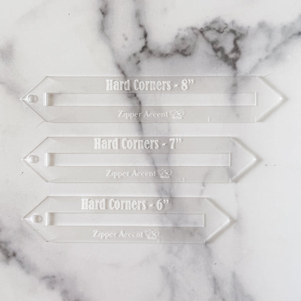 Hard Corners Zipper Accent Template - Frost - 3 Sizes Available