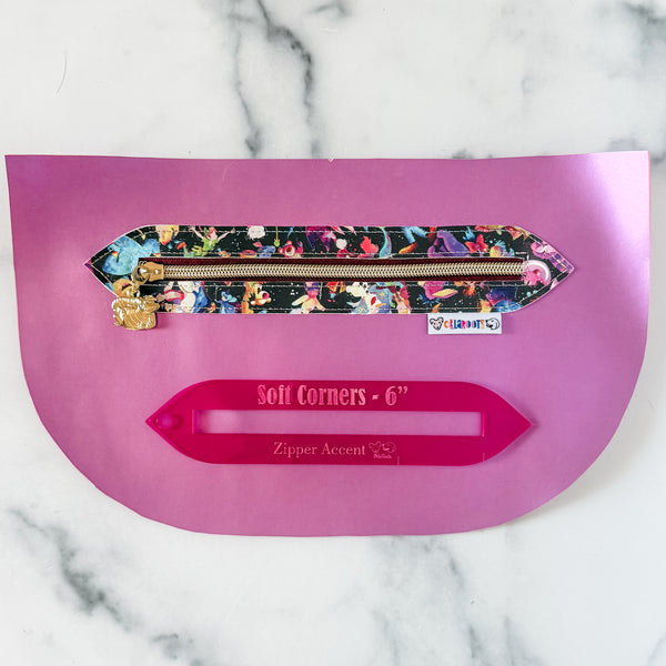 Soft Corners Zipper Accent Template - Magenta - 3 Sizes Available