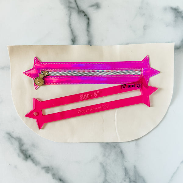 Star Zipper Accent Template - Magenta - 3 Sizes Available