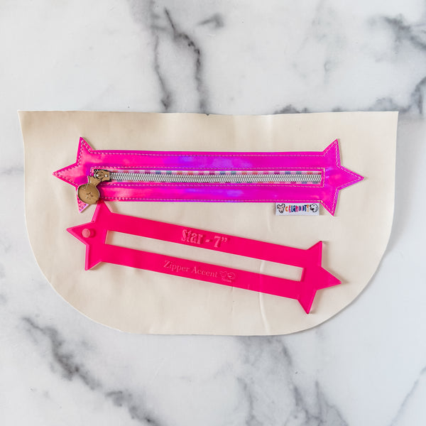 Star Zipper Accent Template - Magenta - 3 Sizes Available