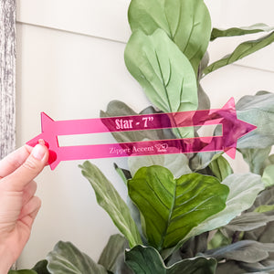 Star Zipper Accent Template - Magenta - 3 Sizes Available