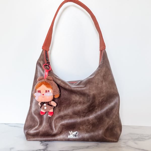 As Seen On OklaRoots - Lii Faux Leather Hobo With CryBaby Bag Charm