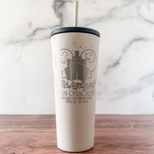 2024 OklaCruise - Latte - Corkcicle 24oz Cold Cup With Metal Straw