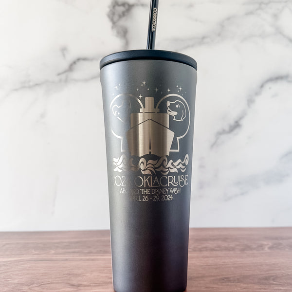 2024 OklaCruise - Slate - Corkcicle 24oz Cold Cup With Metal Straw