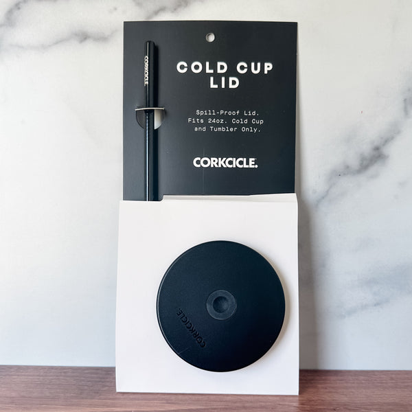 Black Corkcicle 24oz Cold Cup Lid And Metal Straw Replacement