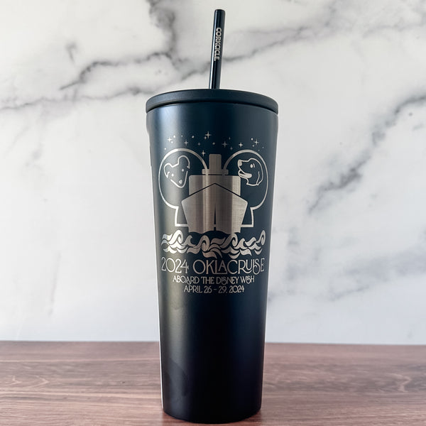 2024 OklaCruise - Black - Corkcicle 24oz Cold Cup With Metal Straw - 4 - 6 Week Turnaround Time