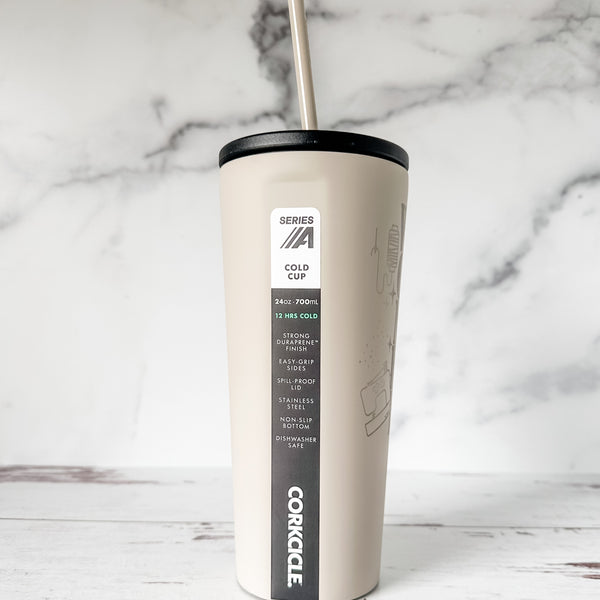 Wonky Sewing - Latte - Corkcicle 24oz Cold Cup With Metal Straw