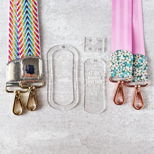 Open Center ROUNDED Fancy Straps - Size 1.5" - Clear - Set of 3 - Acrylic Template