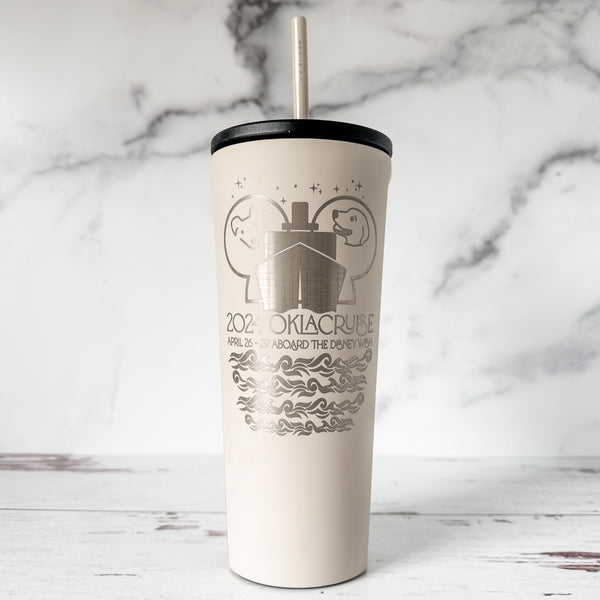 Oopsy - 2024 OklaCruise - Latte - Corkcicle 24oz Cold Cup With Metal Straw