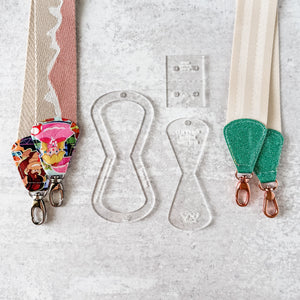 Open Center ROUNDED Fancy Straps - Size 1.5" Webbing To 1/2" Hook - Clear - Set of 3 - Acrylic Template