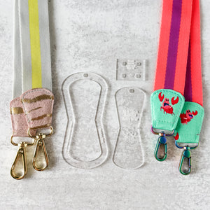 Open Center ROUNDED Fancy Straps - Size 1.5" Webbing To 1" Hook - Clear - Set of 3 - Acrylic Template