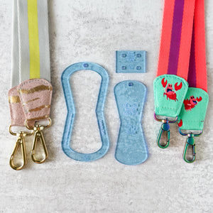 Open Center ROUNDED Fancy Straps - Size 1.5" Webbing To 1" Hook - Ocean - Set of 3 - Acrylic Template