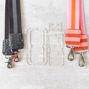Open Center SQUARED Fancy Straps - Size 1.5" - Clear - Set of 3 - Acrylic Template
