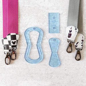 Open Center ROUNDED Fancy Straps - Size 1" Webbing To 1/2" Hook - Ocean - Set of 3 - Acrylic Template