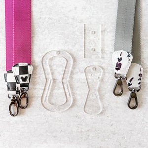 Open Center ROUNDED Fancy Straps - Size 1" Webbing To 1/2" Hook - Clear - Set of 3 - Acrylic Template