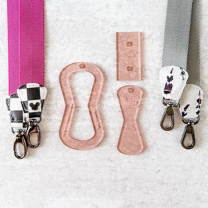 Open Center ROUNDED Fancy Straps - Size 1" Webbing To 1/2" Hook - Rose Gold - Set of 3 - Acrylic Template