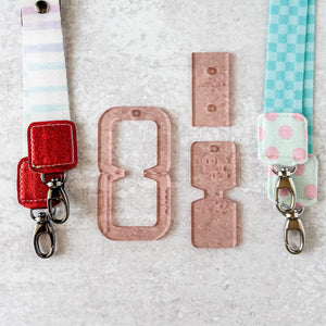 Open Center SQUARED Fancy Straps - Size 1" Webbing To 1/2" Hook - Rose Gold - Set of 3 - Acrylic Template