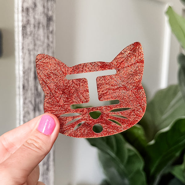 Removable Cat Head Strapzeez™ - Crinkled Pumpkin Foil