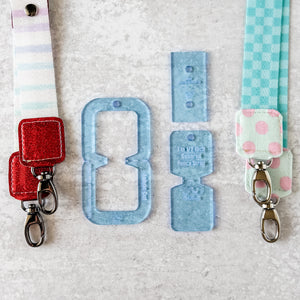 Open Center SQUARED Fancy Straps - Size 1" Webbing To 1/2" Hook - Ocean - Set of 3 - Acrylic Template