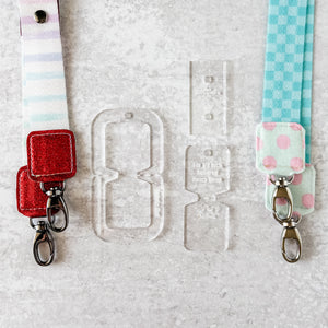 Open Center SQUARED Fancy Straps - Size 1" Webbing To 1/2" Hook - Clear - Set of 3 - Acrylic Template