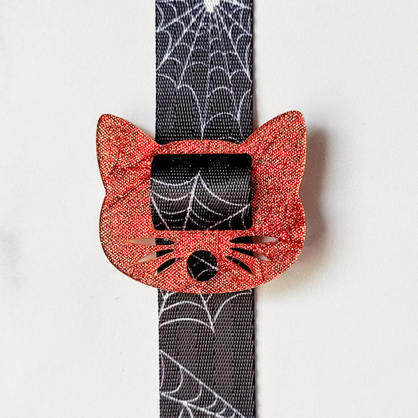 Removable Cat Head Strapzeez™ - Crinkled Pumpkin Foil