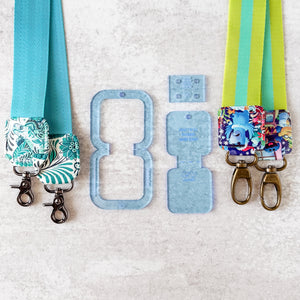 Open Center SQUARED Fancy Straps - Size 1.5" Webbing To 1" Hook - Ocean - Set of 3 - Acrylic Template