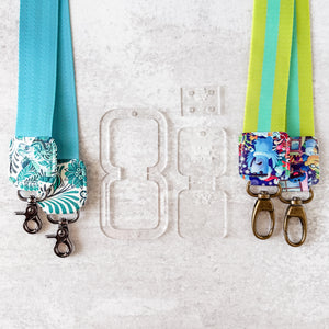 Open Center SQUARED Fancy Straps - Size 1.5" Webbing To 1" Hook - Clear - Set of 3 - Acrylic Template