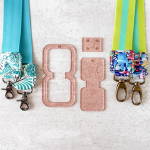 Open Center SQUARED Fancy Straps - Size 1.5" Webbing To 1" Hook - Rose Gold - Set of 3 - Acrylic Template