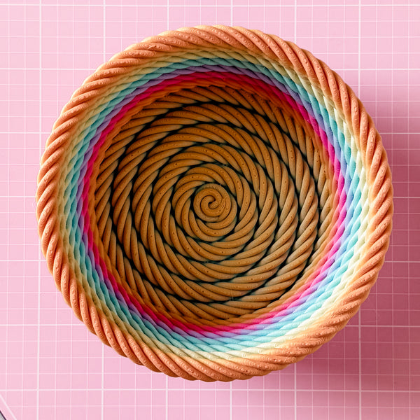 Medium Rope Craft Bowl - Matte Pastel Rainbow
