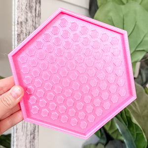 Hexagon Craft Tray - Honeycomb Base with Grips - Hot Pink