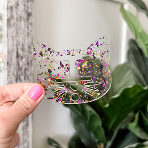 Removable Cat Head Strapzeez™ - Mardi Gras Foil