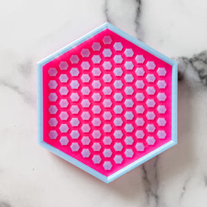 Hexagon Craft Tray - Honeycomb Base with Grips - Hot Pink and Light Blue