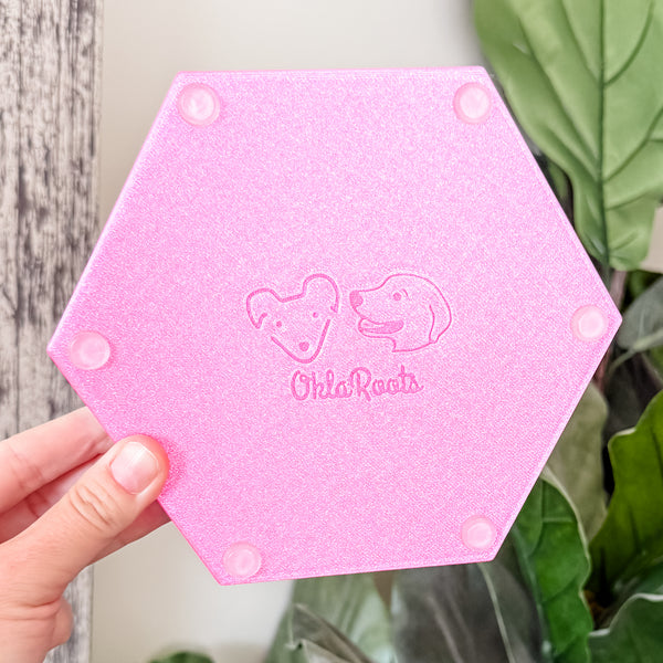 Hexagon Craft Tray - Honeycomb Base with Grips - Hot Pink and Light Blue