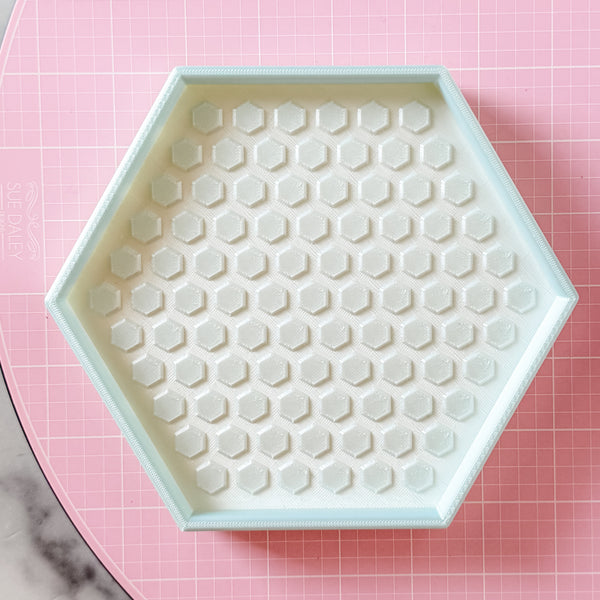 Hexagon Craft Tray - Honeycomb Base with Grips - Dewey Pastel Rainbow - Mint