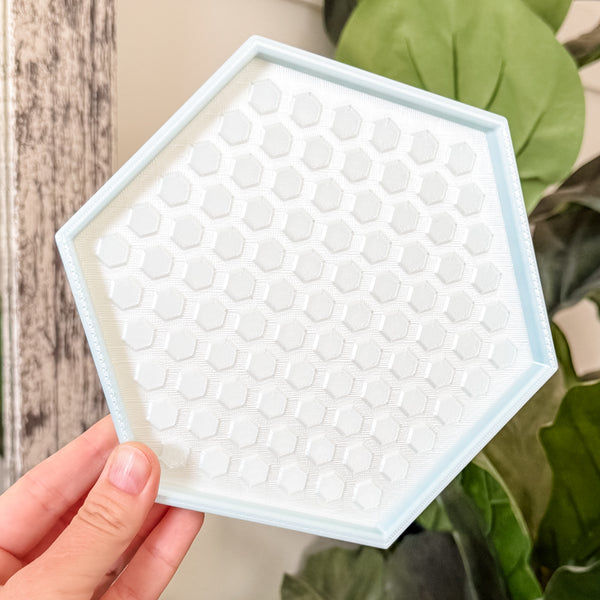 Hexagon Craft Tray - Honeycomb Base with Grips - Dewey Pastel Rainbow - Mint